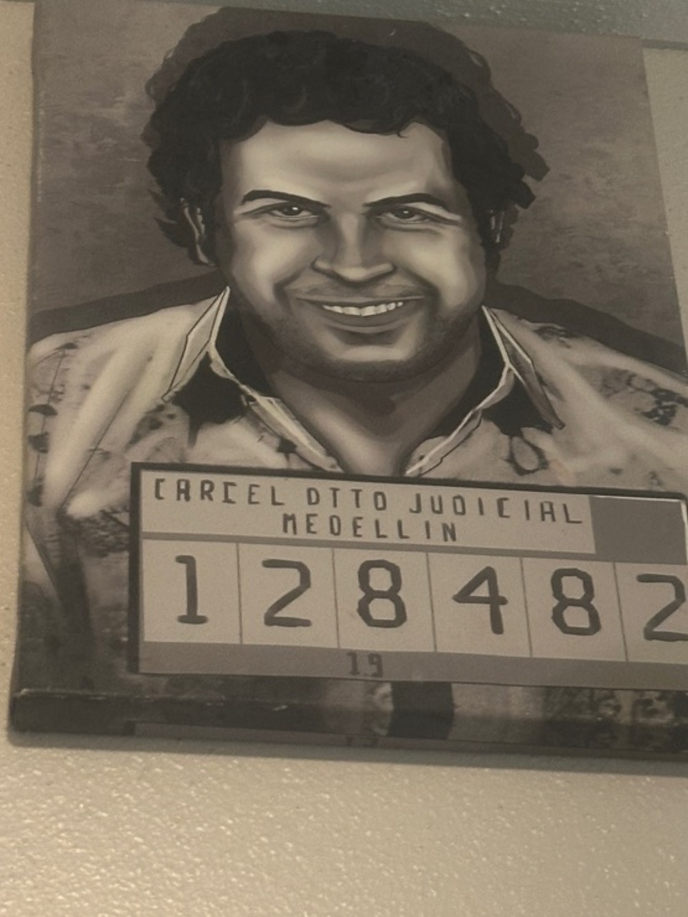 Monochrome Pablo Escobar Mugshot Canvas Wall Art